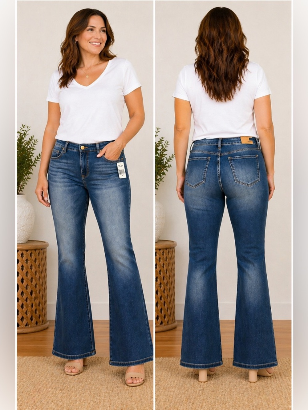 KUT From The Kloth Flare Jeans Size 16 Stretch Denim Mid Rise Classic